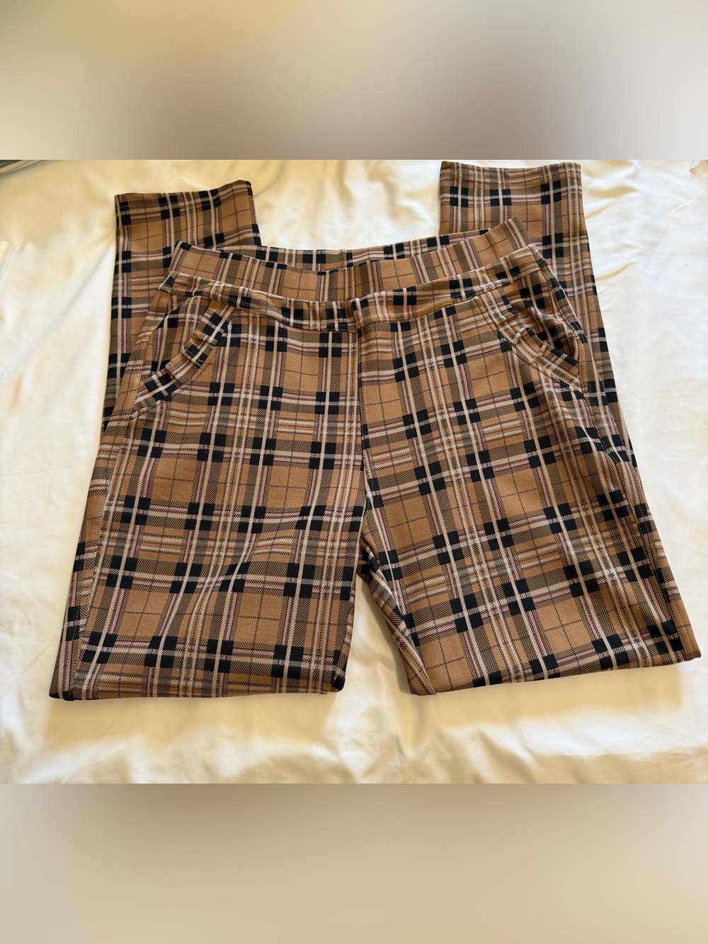 Y2K Tan Plaid Pants Trousers